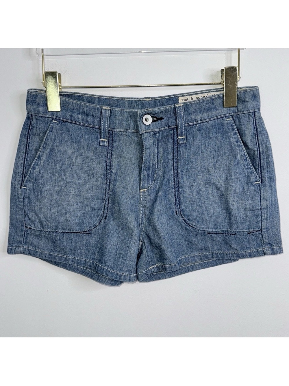 rag & bone Shorts Women's Sz 25 Light Blue Chambray Y2K 2000's Made in USA NWT
